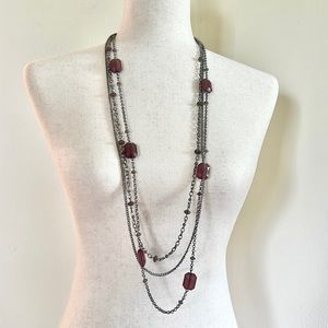 Triple strand purple/grey necklace 19”